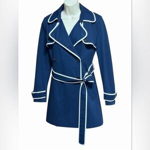 Tommy Hilfiger Navy Trench Coat with White Accents